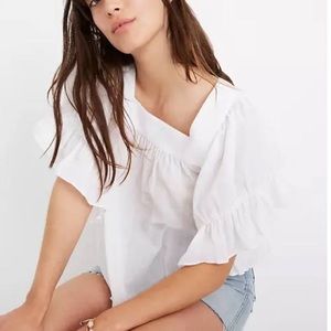 White Madewell flutter sleeve top